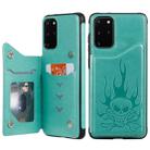 For Galaxy S20 Plus Skull Embossing Pattern Shockproof Protective Case with Card Slots & Photo Frame(Green) - 1