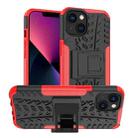 For iPhone 14 Tire Texture TPU + PC Phone Case with Holder (Red) - 1