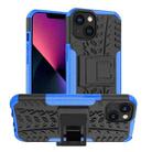 For iPhone 14 Tire Texture TPU + PC Phone Case with Holder (Blue) - 1