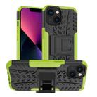 For iPhone 14 Tire Texture TPU + PC Phone Case with Holder (Green) - 1