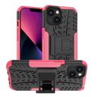 For iPhone 14 Tire Texture TPU + PC Phone Case with Holder (Pink) - 1