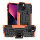 For iPhone 14 Tire Texture TPU + PC Phone Case with Holder (Orange) - 1