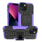 For iPhone 14 Plus Tire Texture TPU + PC Phone Case with Holder (Purple) - 1