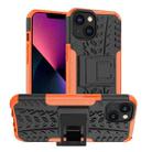 For iPhone 14 Plus Tire Texture TPU + PC Phone Case with Holder (Orange) - 1