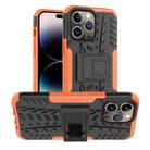 For iPhone 14 Pro Tire Texture TPU + PC Phone Case with Holder(Orange) - 1
