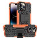 For iPhone 14 Pro Max Tire Texture TPU + PC Phone Case with Holder (Orange) - 1