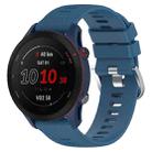 For Garmin Forerunner255S 18mm Cross Textured Silicone Watch Band(Dark Blue) - 1