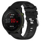 For Garmin Forerunner255 22mm Cross Textured Silicone Watch Band(Black) - 1