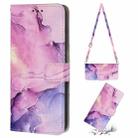 For iPhone 13 Pro Max Crossbody Painted Marble Pattern Leather Phone Case (Purple) - 1