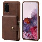 For Galaxy S20 Zipper Shockproof Protective Case with Card Slots & Bracket & Photo Holder & Wallet Function(Coffee) - 1