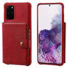 For Galaxy S20+ Zipper Shockproof Protective Case with Card Slots & Bracket & Photo Holder & Wallet Function(Red) - 1