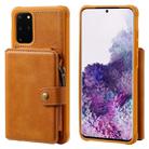 For Galaxy S20+ Zipper Shockproof Protective Case with Card Slots & Bracket & Photo Holder & Wallet Function(Brown) - 1