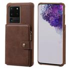 For Galaxy S20 Ultra Zipper Shockproof Protective Case with Card Slots & Bracket & Photo Holder & Wallet Function(Coffee) - 1