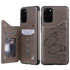 For Galaxy S20 Plus Butterfly Embossing Pattern Shockproof Protective Case with Holder & Card Slots & Photo Frame(Grey) - 1
