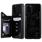 For Galaxy S20 Plus Butterfly Embossing Pattern Shockproof Protective Case with Holder & Card Slots & Photo Frame(Black) - 1