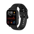 For Amazfit GTS4 Mini Solid Color Soft Silicone Watch Band, Size:S Size(Black) - 1