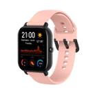 For Amazfit GTS4 Mini Solid Color Soft Silicone Watch Band, Size:S Size(Light Pink) - 1