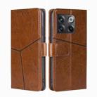 For OnePlus Ace Pro 5G Geometric Stitching Leather Phone Case(Light Brown) - 1