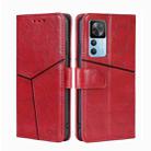 For Xiaomi Redmi K50 Ultra/Xiaomi 12T/Xiaomi 12T Pro Geometric Stitching Leather Phone Case(Red) - 1