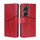 For Asus Zenfone 9 Geometric Stitching Leather Phone Case(Red) - 1