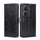 For Asus Zenfone 9 Geometric Stitching Leather Phone Case(Black) - 1