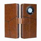 For Huawei nova Y90 4G Geometric Stitching Leather Phone Case(Light Brown) - 1