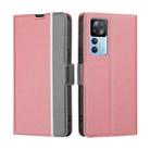 For Xiaomi Redmi K50 Ultra/Xiaomi 12T/Xiaomi 12T Pro Twill Texture Side Button Leather Phone Case(Pink) - 1