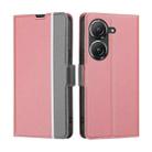 For Asus Zenfone 9 Twill Texture Side Button Leather Phone Case(Pink) - 1