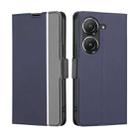 For Asus Zenfone 9 Twill Texture Side Button Leather Phone Case(Blue) - 1