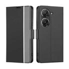 For Asus Zenfone 9 Twill Texture Side Button Leather Phone Case(Black) - 1