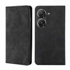 For Asus Zenfone 9 Skin Feel Magnetic Horizontal Flip Leather Phone Case(Black) - 1