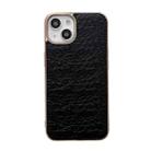 For iPhone 14 Sky Series Nano Electroplating Genuine Leather Phone Case (Black) - 1