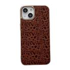 For iPhone 14 Sky Series Nano Electroplating Genuine Leather Phone Case (Coffee) - 1