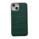 For iPhone 14 Plus Sky Series Nano Electroplating Genuine Leather Phone Case (Green) - 1