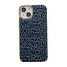 For iPhone 13 Sky Series Nano Electroplating Genuine Leather Phone Case(Blue) - 1
