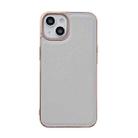 For iPhone 14 Plus Waves Series Nano Electroplating Genuine Leather Phone Case (Grey) - 1