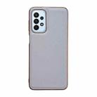 For Samsung Galaxy A13 4G Waves Series Nano Electroplating Genuine Leather Phone Case(Grey) - 1