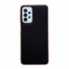 For Samsung Galaxy A23 4G / 5G Waves Series Nano Electroplating Genuine Leather Phone Case(Black) - 1