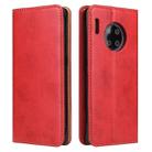 For Huawei Mate 30 Pro Fierre Shann PU Genuine Leather Texture Horizontal Flip Leather Case with Holder & Card Slots & Wallet(Red) - 1