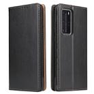 For Huawei P40 Pro Fierre Shann PU Genuine Leather Texture Horizontal Flip Leather Case with Holder & Card Slots & Wallet(Black) - 1