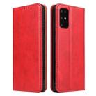 For Galaxy S20 Fierre Shann PU Genuine Leather Texture Horizontal Flip Leather Case with Holder & Card Slots & Wallet(Red) - 1