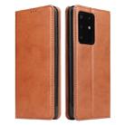 For Galaxy S20 Ultra Fierre Shann PU Genuine Leather Texture Horizontal Flip Leather Case with Holder & Card Slots & Wallet(Brown) - 1