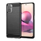For Xiaomi Redmi Note 11SE 4G Brushed Texture Carbon Fiber Shockproof TPU Phone Case(Black) - 1