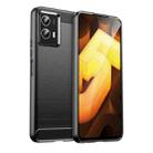 For vivo Y30 5G Brushed Texture Carbon Fiber Shockproof TPU Phone Case(Black) - 1