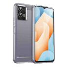 For vivo Y30 5G Brushed Texture Carbon Fiber Shockproof TPU Phone Case(Grey) - 1