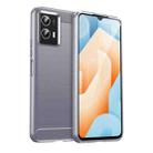 For vivo Y33E 5G Brushed Texture Carbon Fiber Shockproof TPU Phone Case(Grey) - 1