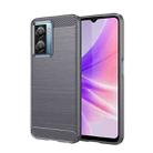 For OPPO A77 4G Brushed Texture Carbon Fiber Shockproof TPU Phone Case(Grey) - 1