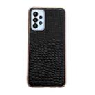 For Samsung Galaxy A13 4G Crocodile Texture Genuine Leather Nano Electroplating Phone Case(Black) - 1