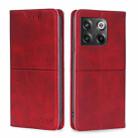 For OnePlus Ace Pro 5G Cow Texture Magnetic Horizontal Flip Leather Phone Case(Red) - 1