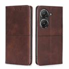For Asus Zenfone 9 Cow Texture Magnetic Horizontal Flip Leather Phone Case(Dark Brown) - 1